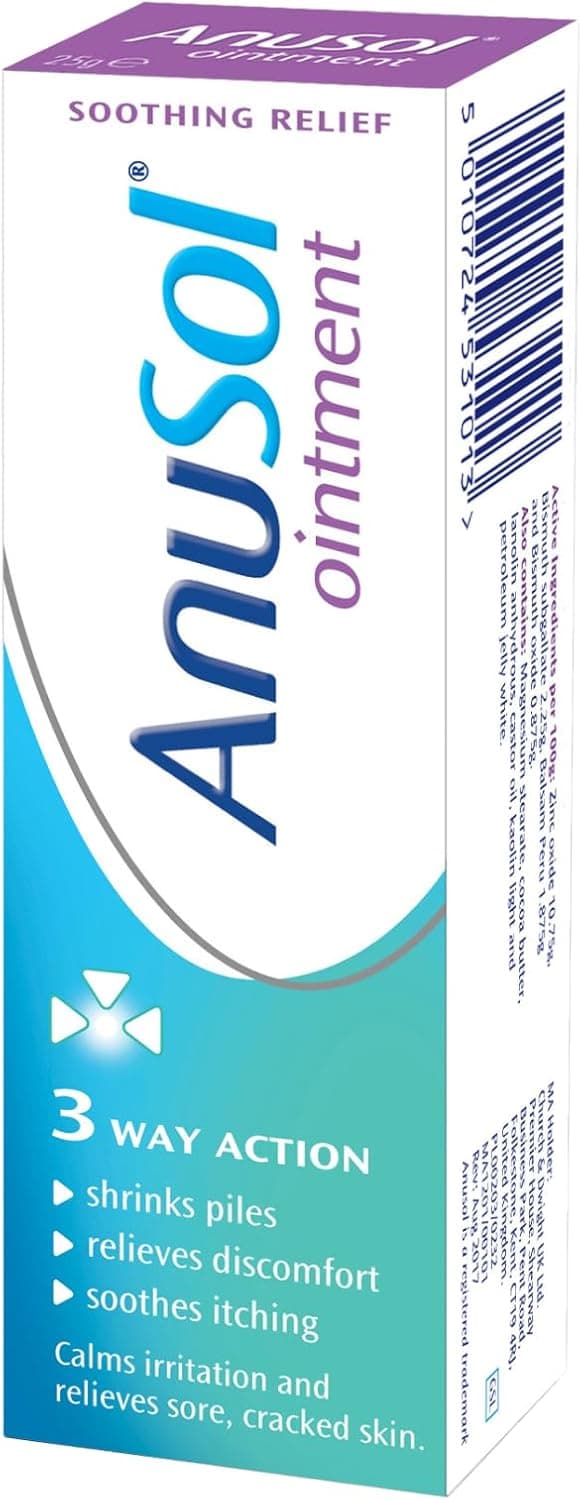 Anusol Ointment Proven Formula Shrinks Piles Relieves Discomfort Soothes Itching Lubricates 25 g Pack of 1
