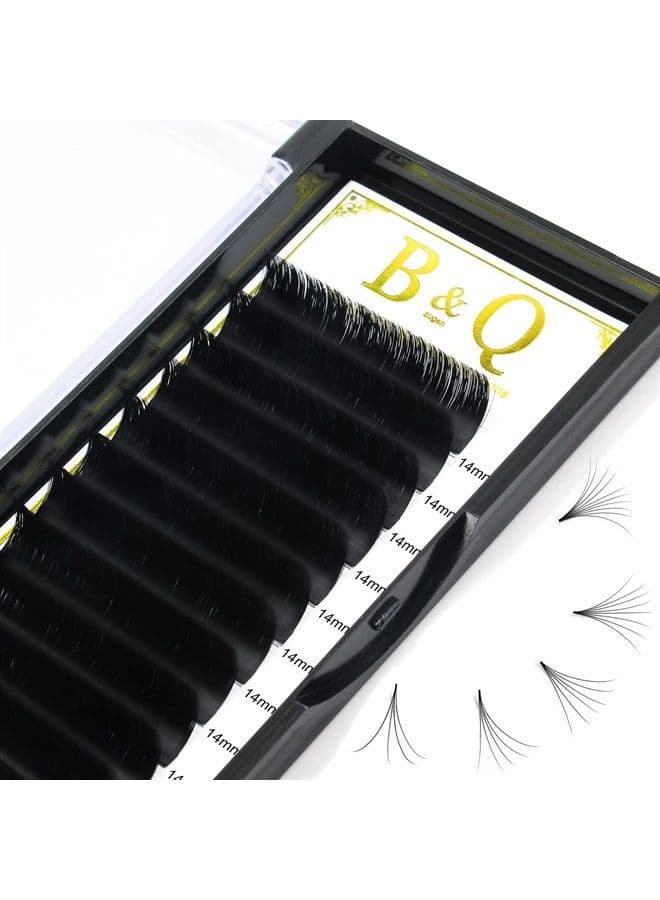 Easy Fan Lashes DD-0.07-14 mm Volume Lash Extensions 9-25 mm B&Qaugen Easy Fan Volume Lashes Rapid Blooming Lashes Automatic Flowing Eyelash Extensions(DD-0.07-14)
