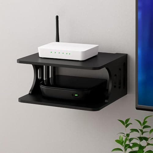 Dime Arts Shoppee Engineered Wood Set Top Box Holder Router Stand Wi-Fi Modem Stand Wall Mount| Rack| Shelf Floating Shelves for Home Decor, Decoration, Living Room, Bedroom, Storage, Kitchen (Black)