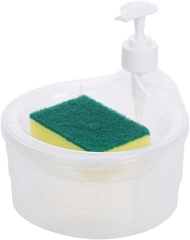 Claiez 2 in 1 Soap Pump Dispenser for Dishwasher Liquid Soap Sponge Holder Free Sponge, Plastic
