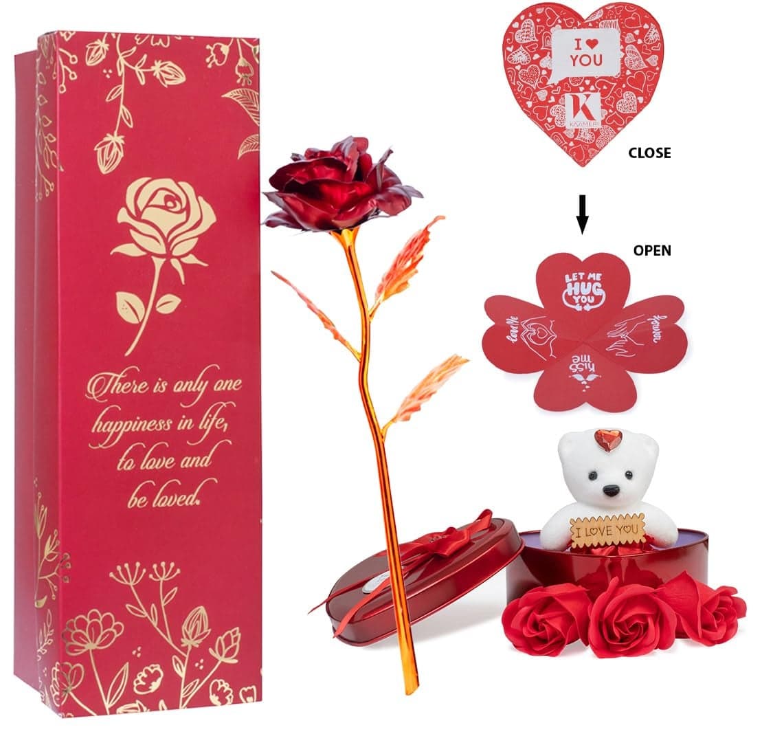 Next Bazaar Valentine Day Rose Gift Combo Artificial Heart Shape Box and Teddy, Rose Floral Scented Bath Soap Rose for Men and Women