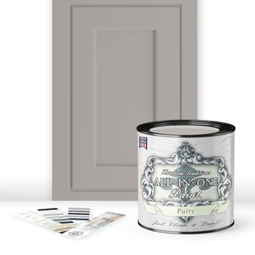 ALL-IN-ONE Paint by Heirloom Traditions, Putty (Light Taupe), Quart - Durable cabinet and furniture paint. Built in primer and top coat, no sanding needed. Includes our 30 featured color card.