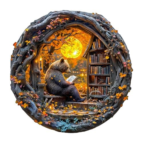 Wooden Puzzles for Adults Reading Bear Wooden Jigsaw Puzzle Unique Animal Shaped Wood Puzzles Adult Christmas Birthday Gifts for FriendsFamily Home Decor 134 134in 280pcs