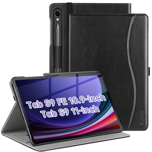 ZtotopCases for Samsung Galaxy Tab S10 FE 10.9 Inch 2025/S9/S9 FE, PU Leather Business Cover with Auto Sleep/Wake, Front Pocket, Hand Strap for Samsung S10 FE/S9/S9 FE Tablet Support S Pen, Black