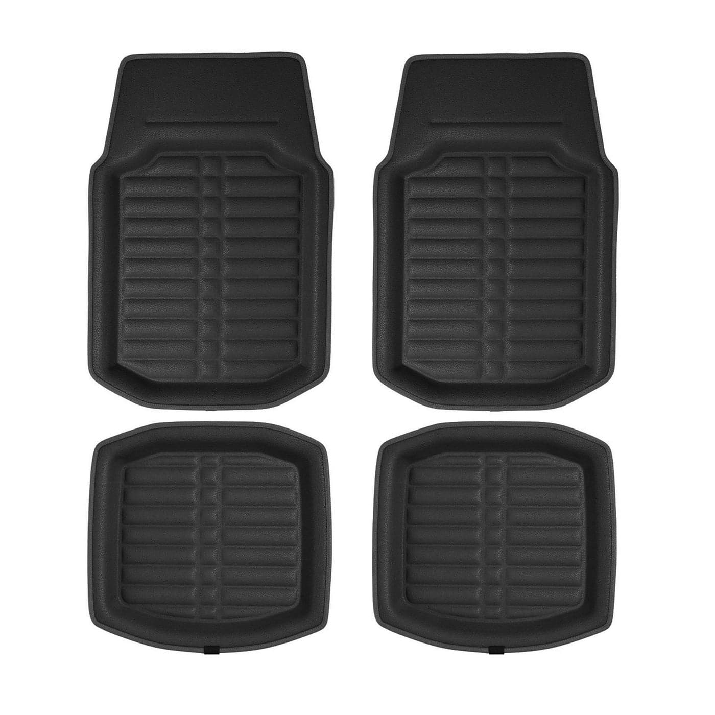 FH Group Universal Fit for all weather protection Deep Tray Style Automotive Floor Mats fits most Cars SUVs and Trucks 4 Piece Solid Black