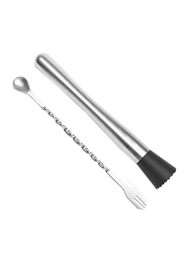 Stainless Steel Cocktail Muddler With Mixing Spoon Silver 500grams