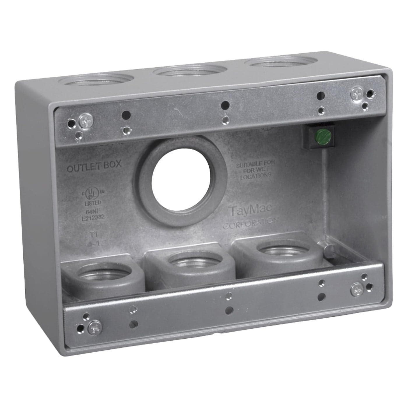 TayMac TB7100S Electrical Box 3Gang Die Cast Aluminum 1Inch Thread Gray