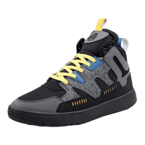 Bacca Bucci® Euphoria Men's Street Style Hi-top Flat Sole Solid Sneakers for Men with 2 Lace Option- Black, Size UK10