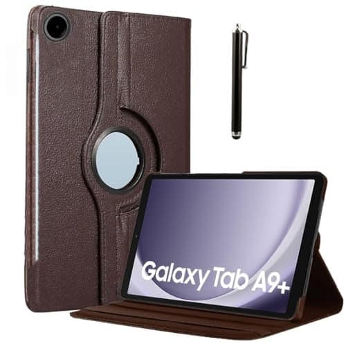 ProElite Cover for Galaxy Tab A9 Plus 11 inch Case Cover, 360 Rotatable Smart Flip Case Cover for Galaxy Tab A9 Plus 11 inch Tablet with Stylus Pen, Brown