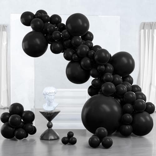 PartyWoo Black Balloons 127 pcs Different Sizes Pack of 36 18 12 10 5 Inch Matte Black Latex Balloon Arch Kit Garland for Graduation Halloween New Year Anniversary Birthday Party Decorations Black-Y18