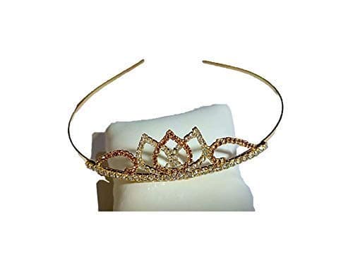 Drishti® Golden Crystal Rhinestone Princess Hair Tiara Crown for Girls and Kids Pack of- 2 (Same Design)