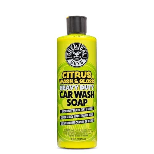 Chemical Guys CWS_301_64 Citrus Wash & Gloss Foaming Car Wash Soap (Works with Foam Cannons, Foam Guns or Bucket Washes) For Cars, Trucks, Motorcycles, RVs & More, 64 fl oz (Half Gallon) Citrus Scent