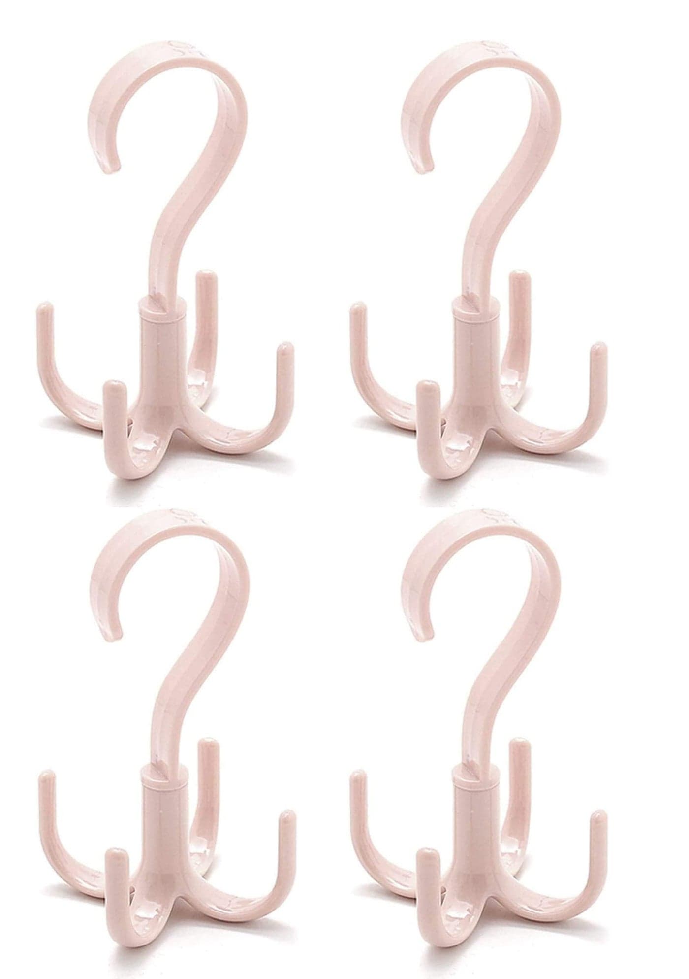 KolorFish Rotating Handbag Hanger Rack Closet Storage Organizer Hooks for Ladies Bag Belt Tie Scarf (Pack of 4) Pink