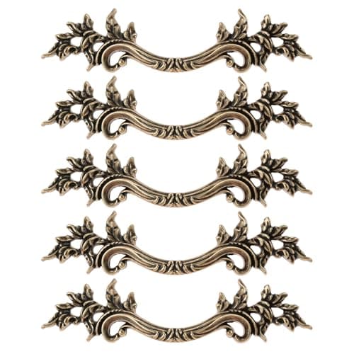 Mgoodoo 5PCS 6.6" Antique Bronze Drawer Handle, French Provincial Dresser Pull Euro Style Closet Knob for Nightstand Door Cabinet Cupboard Furniture Kitchen Bathroom Bedroom