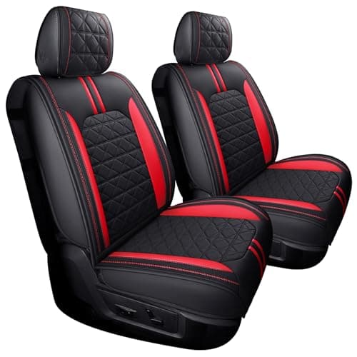 YIERTAI Seat Covers for Dodge RAM Custom Fit 2009-2025 1500/2500/3500HD Big Long Horn Rebel Laramie Tradesman Crew Double Cab Quad Cab Truck Seat Protectors(2 PCS Front only/Black-Red)