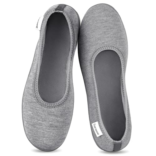 Garonne Women's Slippers with Memory Foam, Ladies' Non-Slip House Shoes for Bedroom Indoor/Outdoor(8,Grey)