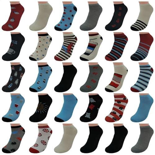 BRIGHT STAR Women's Low Cut Ankle Socks - 30-Pair | Soft & Comfortable Athletic Socks, Durable Polyester Blend, Machine Washable, Stylish Sock Pack for All Seasons (Size 9-11)