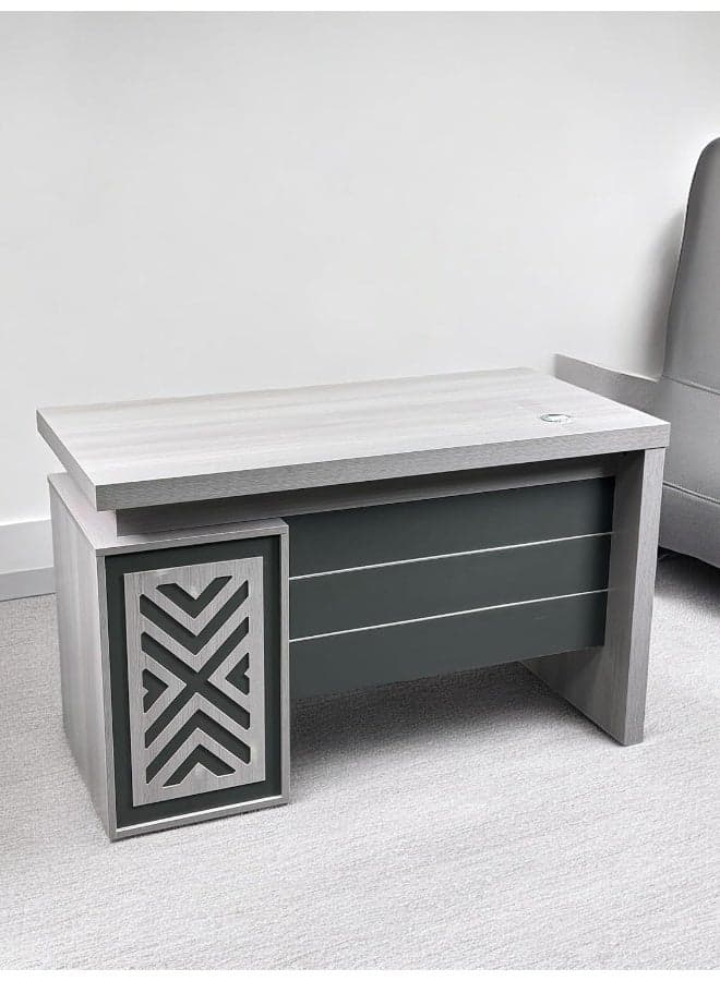 Hamilton Wooden Office Table With Drawers Gaming Desk Computer Study Table Book Storage 120Cm Gray