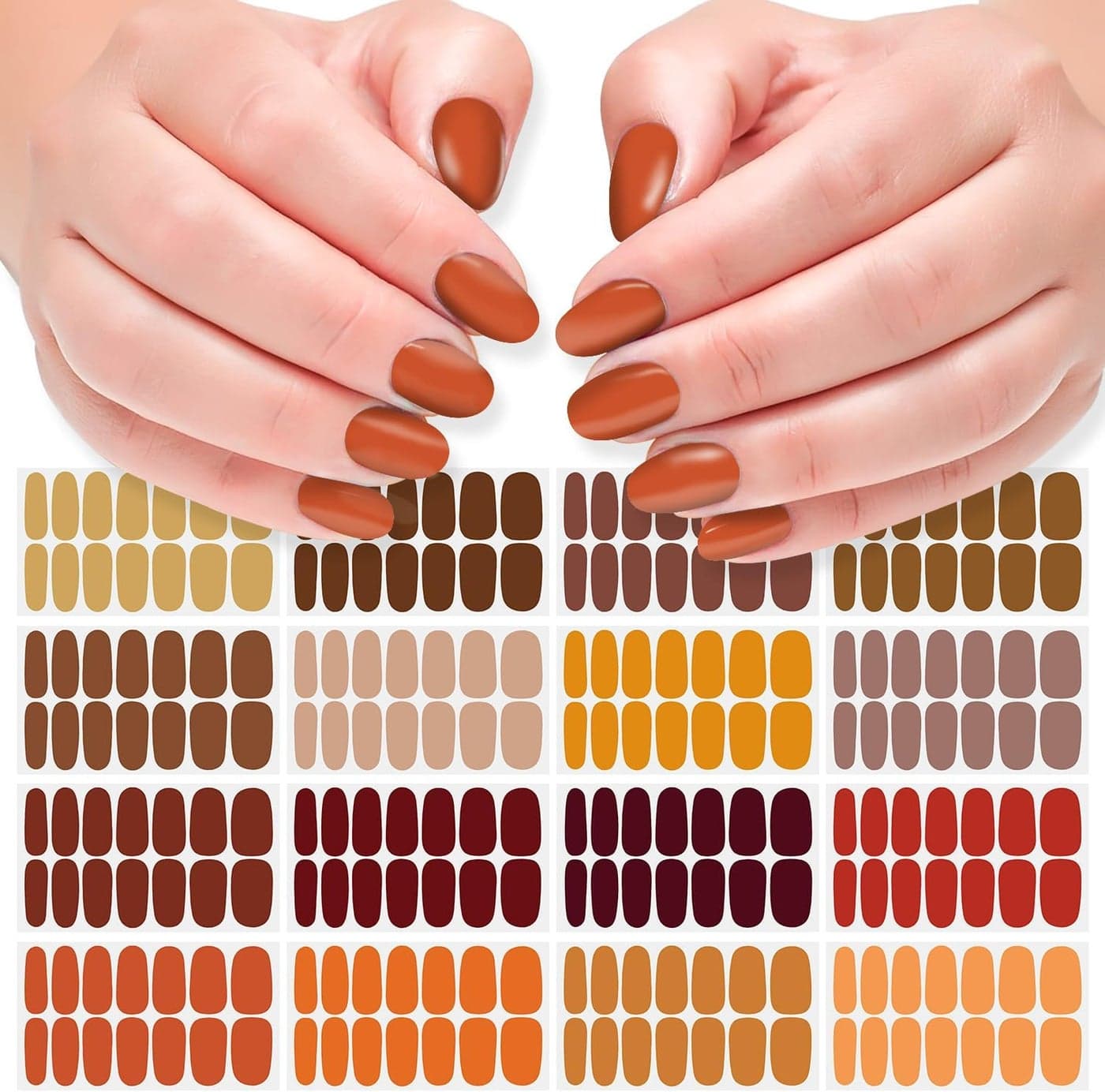 DANNEASY 16 Sheets Thanksgiving Nail Polish Stickers Full Nail Wraps Solid Color Self Adhesive Nail Polish Strips Fall Nail Strips Gel Fingernail Sticker Nails for Women with Nail File, Cuticle Stick