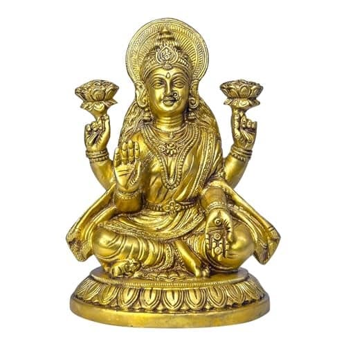 Radhika Poojan Bhandar Astadhatu- Brass Shri Maha Lakshmi Idol (5 Inch Height)