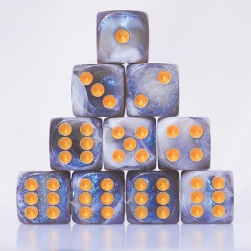 10 PC D6 dice 16mm Acrylic Dice Set for RPG MTG DND Dice Table Games and Board Games Gray Blue