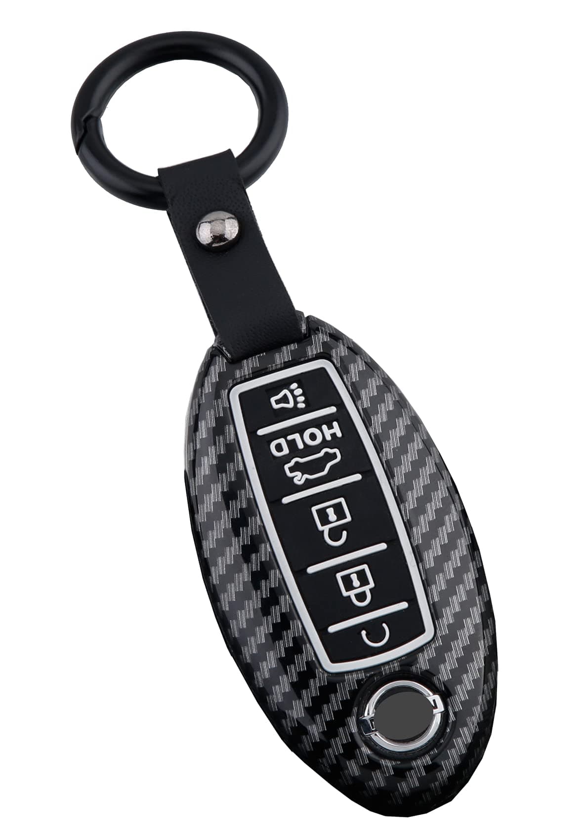 Key Fob Cover Case for Nissan Altima Maxima Murano Pathfinder Rogue Armada Quest Infiniti 5 Buttons Keyless Entry Remote Case Holder ABS Carbon Fiber Pattern Black