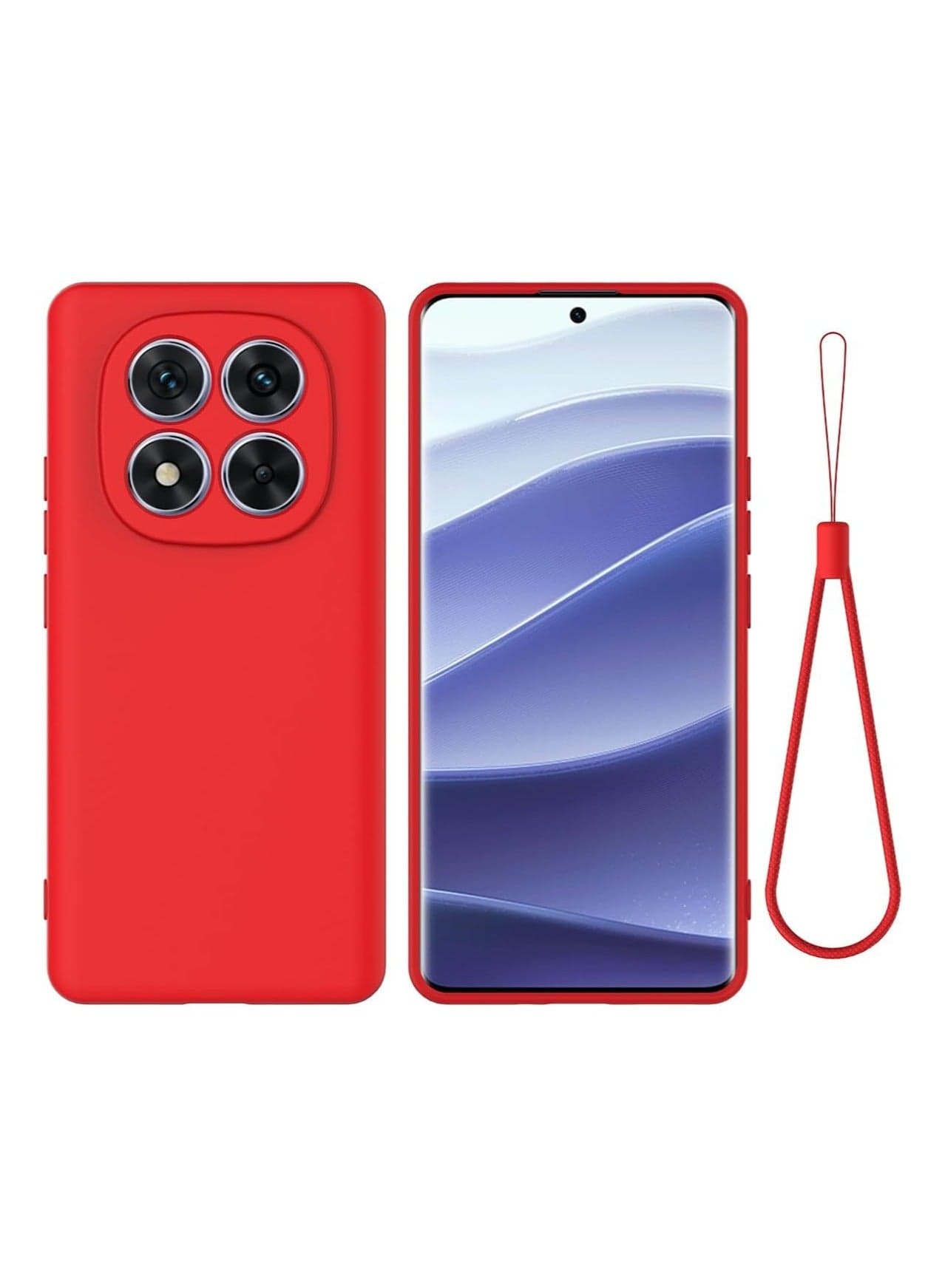 Compatible with Xiaomi POCO M8 Pro 5G Liquid silicone case Microfiber lining Soft rubber gel TPU shockproof back cover Includes lanyard loop