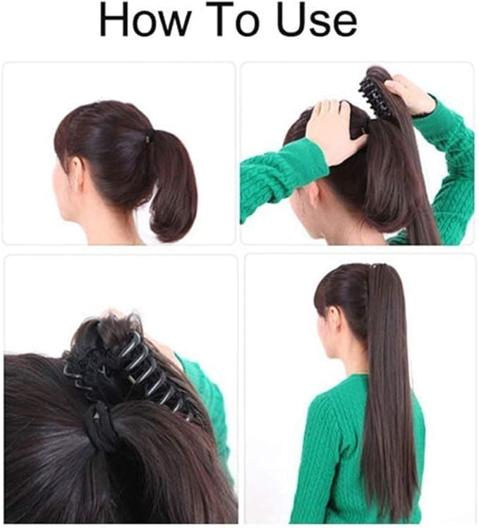 Women Ladies Ponytail Clip In On Hair Extensions Claw On 18 Inch Curly Hairpieces Bleach Blonde45cm140g