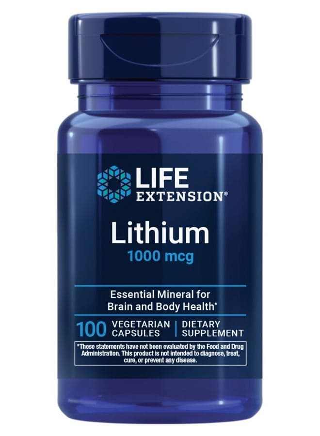 Lithium, 1000 mcg – Lithium Orotate – Helps Maintain Cognitive Function & Memory – Low-Dose Formula – Non-GMO, Gluten-Free, Vegetarian – 100 Capsules