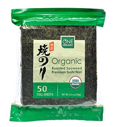 ONE ORGANIC Sushi Nori Premium Roasted Organic Seaweed 50 Full Sheets
