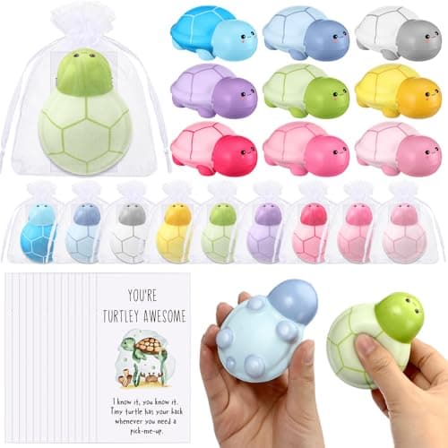 Hollowfly 9 Set Funny Turtle Stress Balls Bulk Relief Squeeze Balls Inspirational Stress Reliever Employee Appreciation Gifts for Adult Coworkers Staff Volunteer