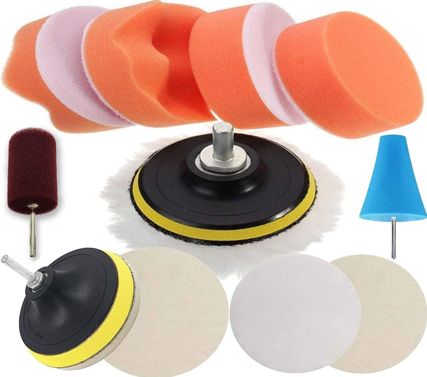 DIY Crafts 7 Pcs 3"inch Kit, Gross Polishing Buffing Pad Kit Polisher M10/14 Drill Adapter Car Polish Sponge Wheel Kit Car Wash Cleaning Tools Cleaning For Drill, Angle G(7 Pcs 3"inch Kit)