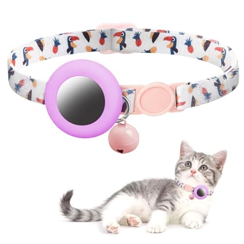 TecoKart® Holder for Airtag Cat Collar Kitten Collar with Bell Cat Belt Breakaway Puppy Collar for Mini Dogs & Cat