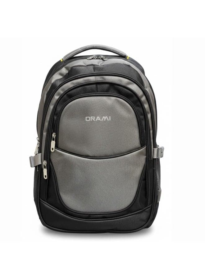 ORAMI 20" Laptop Backpack OM 702 – Water-Resistant Nylon, 40L Large Capacity, USB Port, Anti-Theft Design, Unisex Travel School Office Bag – Grey/Black
