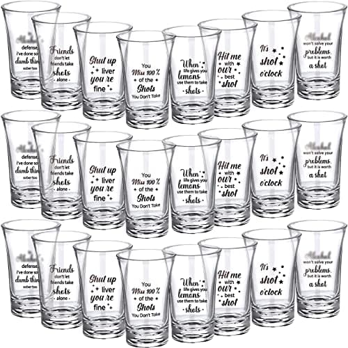 Skyley 24 Pcs Funny Shot Glasses for Adult Acrylic Party Shot Glasses 1.2 Ounce Mini Cup Party Favors Guests Mini Cup Bulk for Guests Adult Birthday Drinking Gifts Supplies