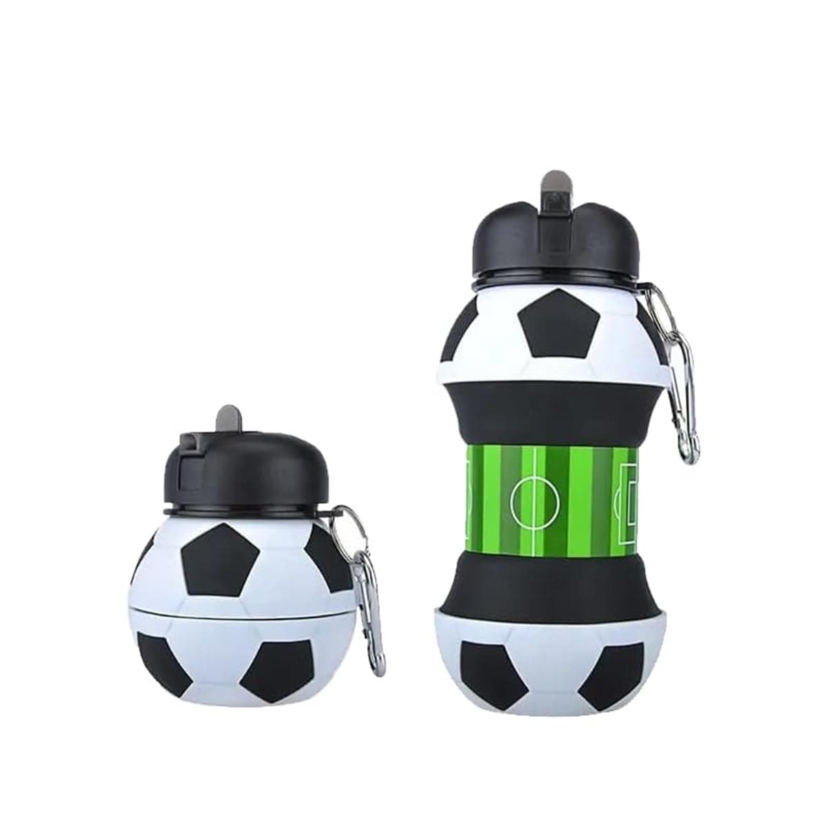 BANISTROKES Collapsible Silicone Water Bottle 550ml Football Design Leakproof BPA Free for Kids Boys Girls Multicolor