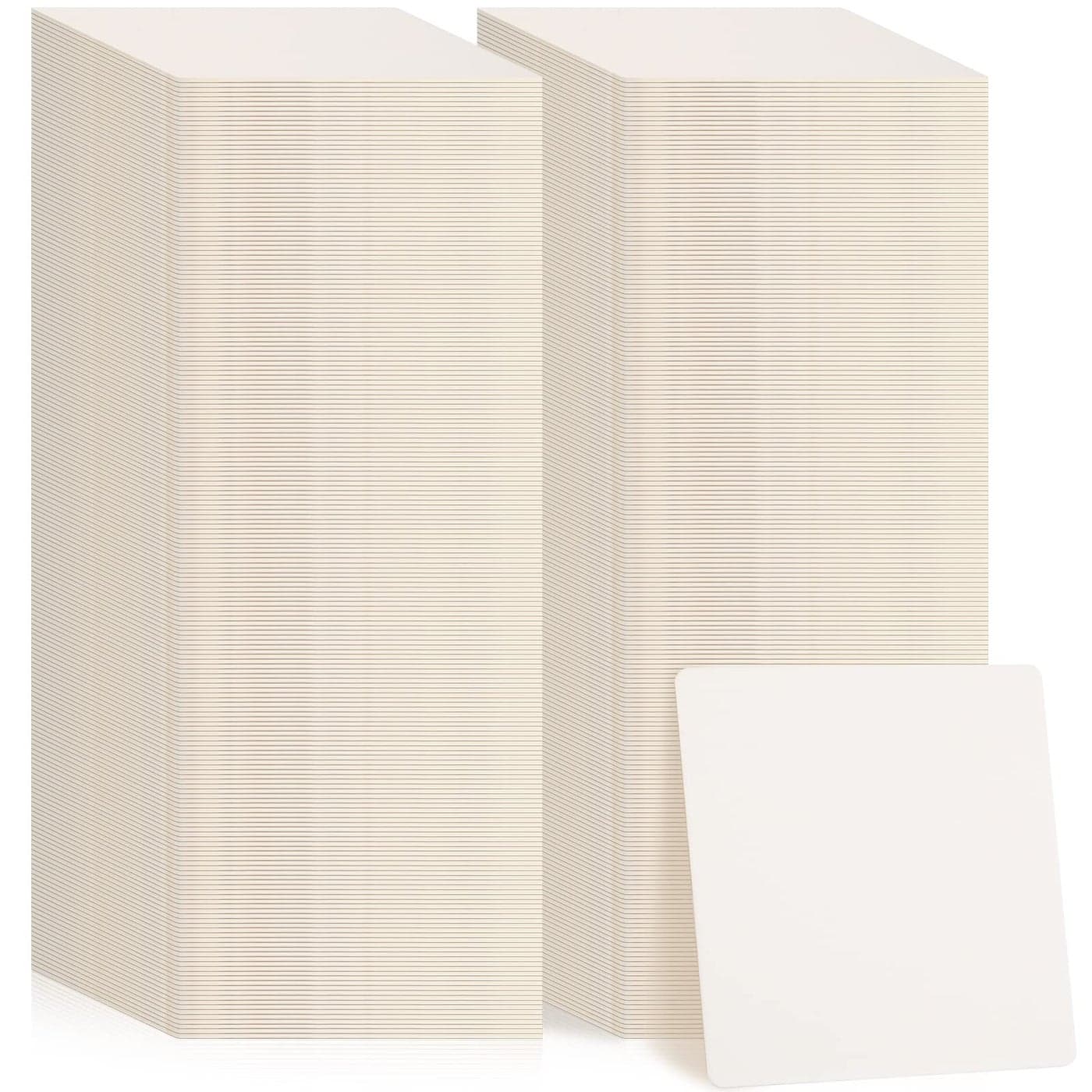 TaoBary 400 Pcs Disposable Paper Bar Coasters Bulk 4 Inch Cardboard Coasters Square Blank for Drinks DIY Crafts Wedding White