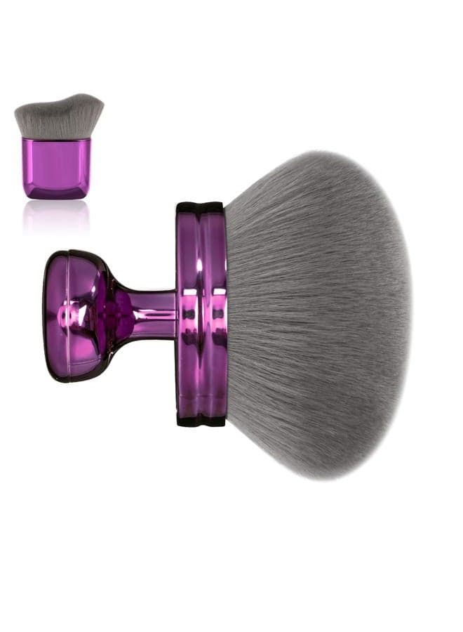 Blend & Blur Extra Large Body Makeup Brush for Self Tanner,Leg Makeup & Bronzer Self Tan Applicator, 3.2inch Wide Round Head Kabuki Brush For Application with Drawstring Bag (Purple) (Purple2)