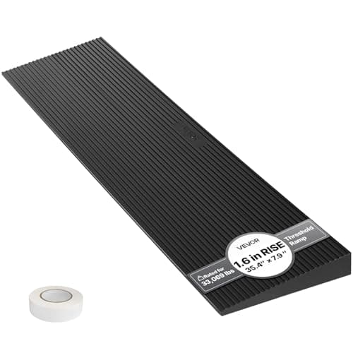 VEVOR 16 Rise Cuttable Threshold Ramp for Doorways 354 Wide Natural Rubber Wheelchair Ramp NonSlip Solid Rubber Ramp with DoubleSided Tape for DoorwaysDrivewaysBathroomSmooth Tile