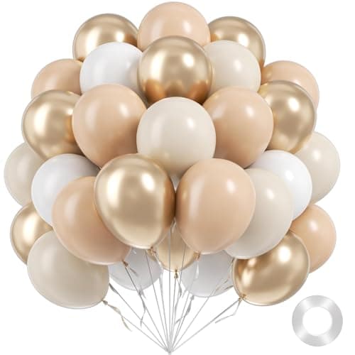 BAUANOOY Neutral Balloons 60pcs 12 Inch Nude Balloon Beige Balloons White Sand Metallic Gold Latex Balloon for Bridal Baby Shower Wedding Gender Reveal Birthday Party Decorations