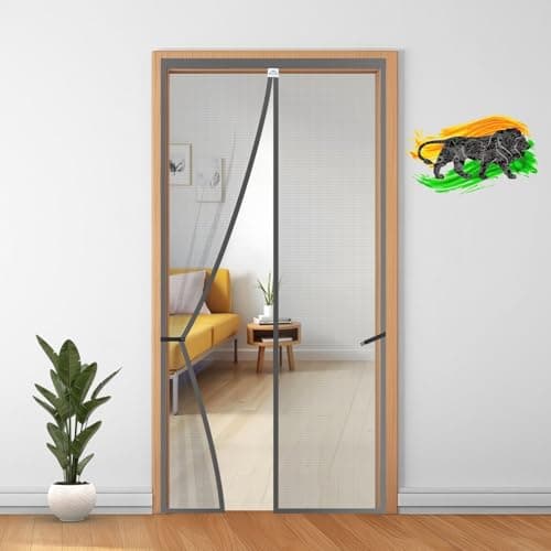 LifeKrafts Polyester Magnetic Mosquito Net for Door | Mosquito Curtain for All Door Types & Sizes | Auto-Closing Insect Screen to Keep Mosquito Out (185x80 cm, Grey)