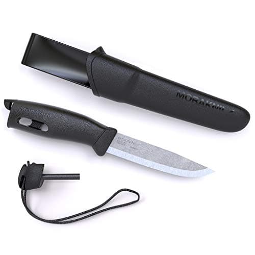 Morakniv Companion Spark Stainless Steel Fixed-Blade Knife With Sheath and Fire Starter, 3.9 Inch