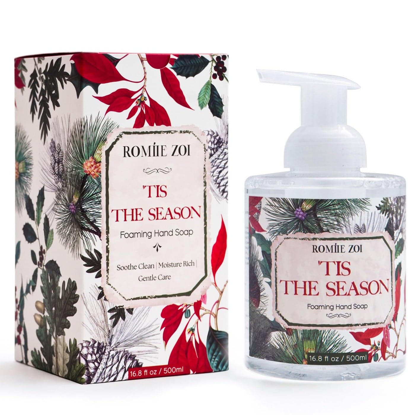 ROMIIE ZOI Christmas Foaming Hand Soap with Gift Box Tis The Season Infused with Holiday Floral Aroma 500ml 168 fl oz