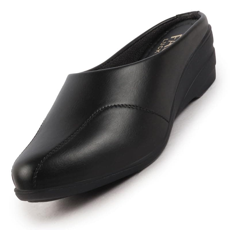FAUSTO FST FJDWC-7024 BLACK-37 Women's Black Formal Back Open Platform Wedge Heel Slip On Mule Shoes (4 UK)