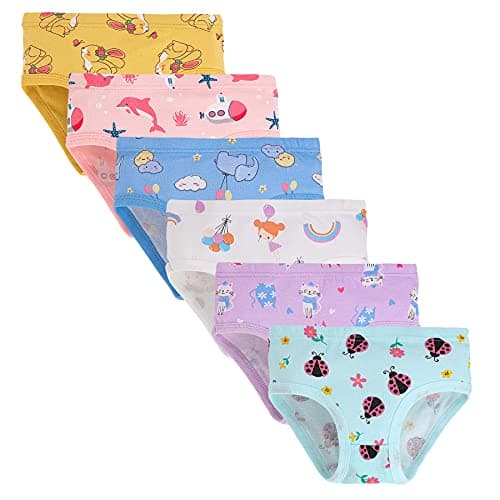 Boboking Girls Soft Briefs Little Kids Girls Comfortable Underwear (Pack Of 6) 6-7yrs