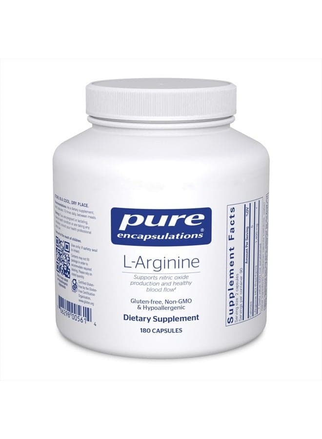 L-Arginine - 1,400 mg - Support Nitric Oxide Production - Heart Health & Blood Flow - Gluten Free & Non-GMO - 180 Capsules