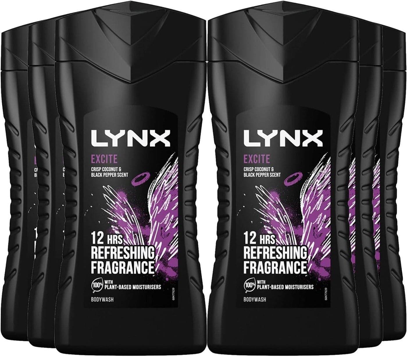 Lynx Excite Shower Gel Mens Body Wash 225ml 6 Pack
