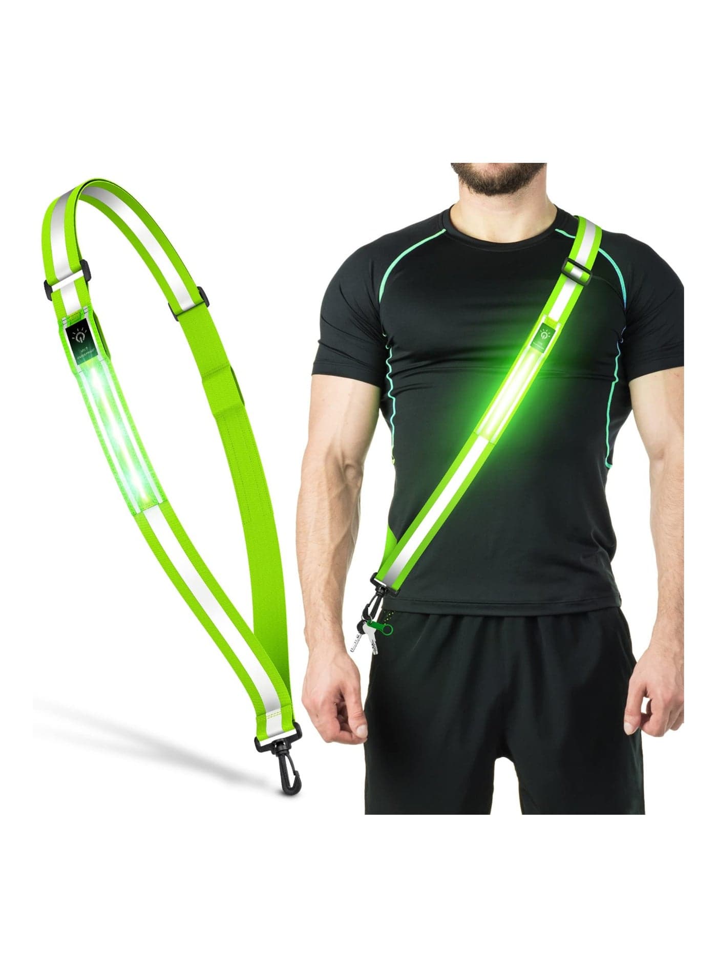 LED Safety Belt Sash Reflective Walking Gear Nighttime Visibility Accessories Rechargeable Safety Lights High Visibility Running Equipment Illuminated Dog Walking Tools for Men Women Kids Safety
