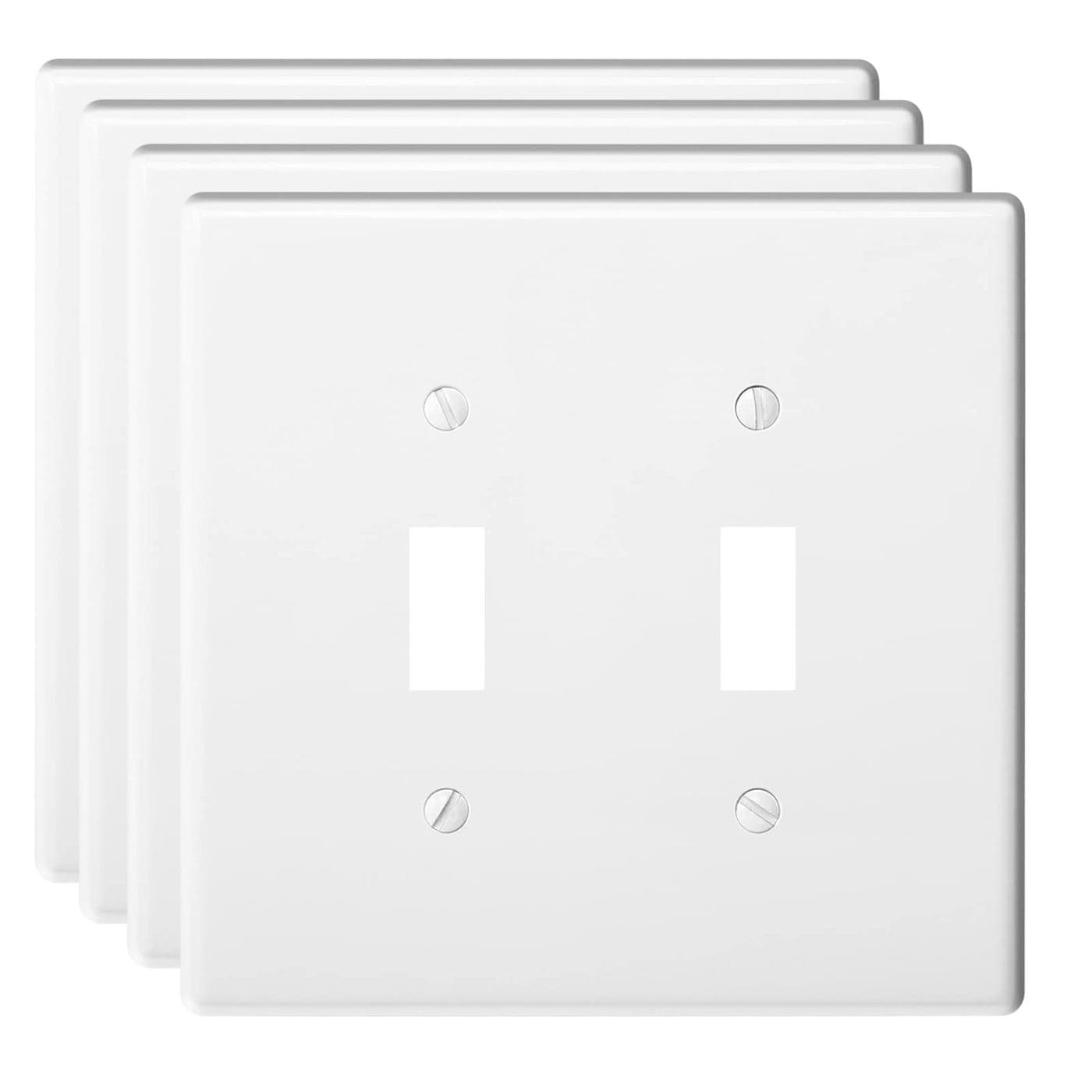 2Gang Toggle Light Switch Wall Plate Double Switch Decorator Plate Covers Dual Switch Faceplate Standard Size 2Gang 448 x 457 StandardSize 4PackWhite