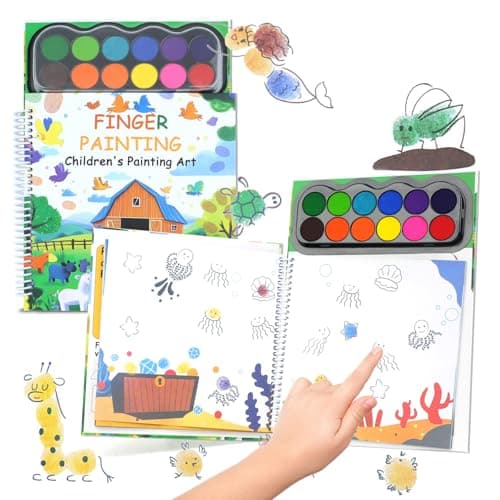 Finger Paint Finger Painting for Toddlers Hardcover Travel Finger Paint Kit Include 12 Colors Ink Pad Finger Painting Activity Book Portable Sensory Activity Develops Creativity Travel Busy Book for Kids